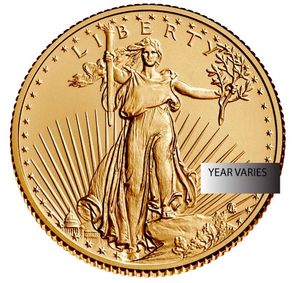 1/2 oz Gold Eagle - BU (Year Varies)