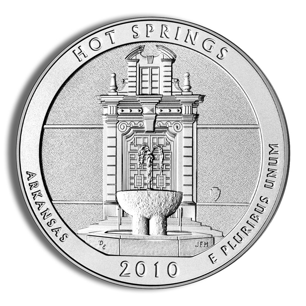 2010-P 5 oz ATB Hot Springs Silver Coin - Burnished (Cap Only)