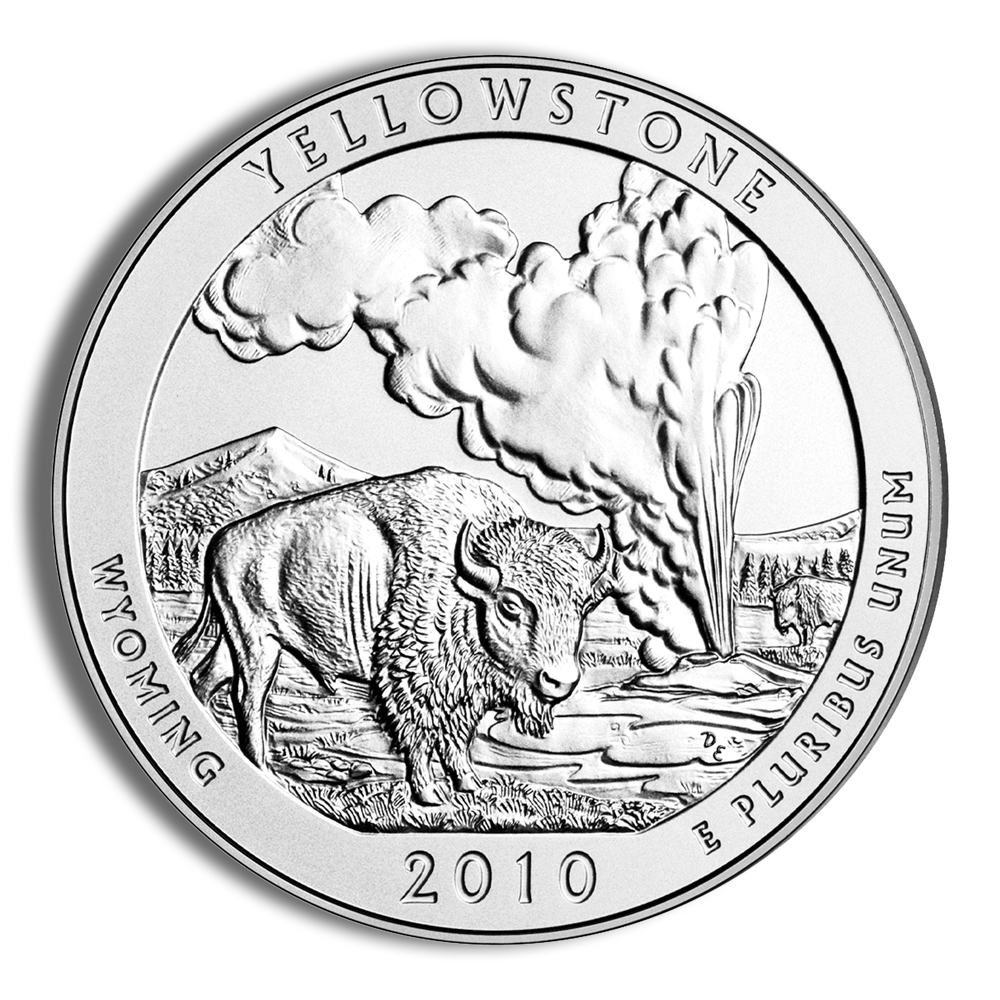 2010-P 5 oz ATB Yellowstone Silver Coin - Burnished (Cap Only)