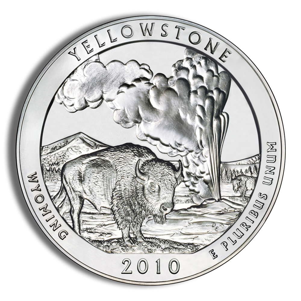 2010 5 oz ATB Yellowstone Silver Coin - BU