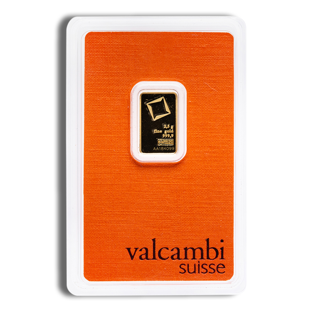 2.5 gram Gold Bar - Valcambi (Carded)