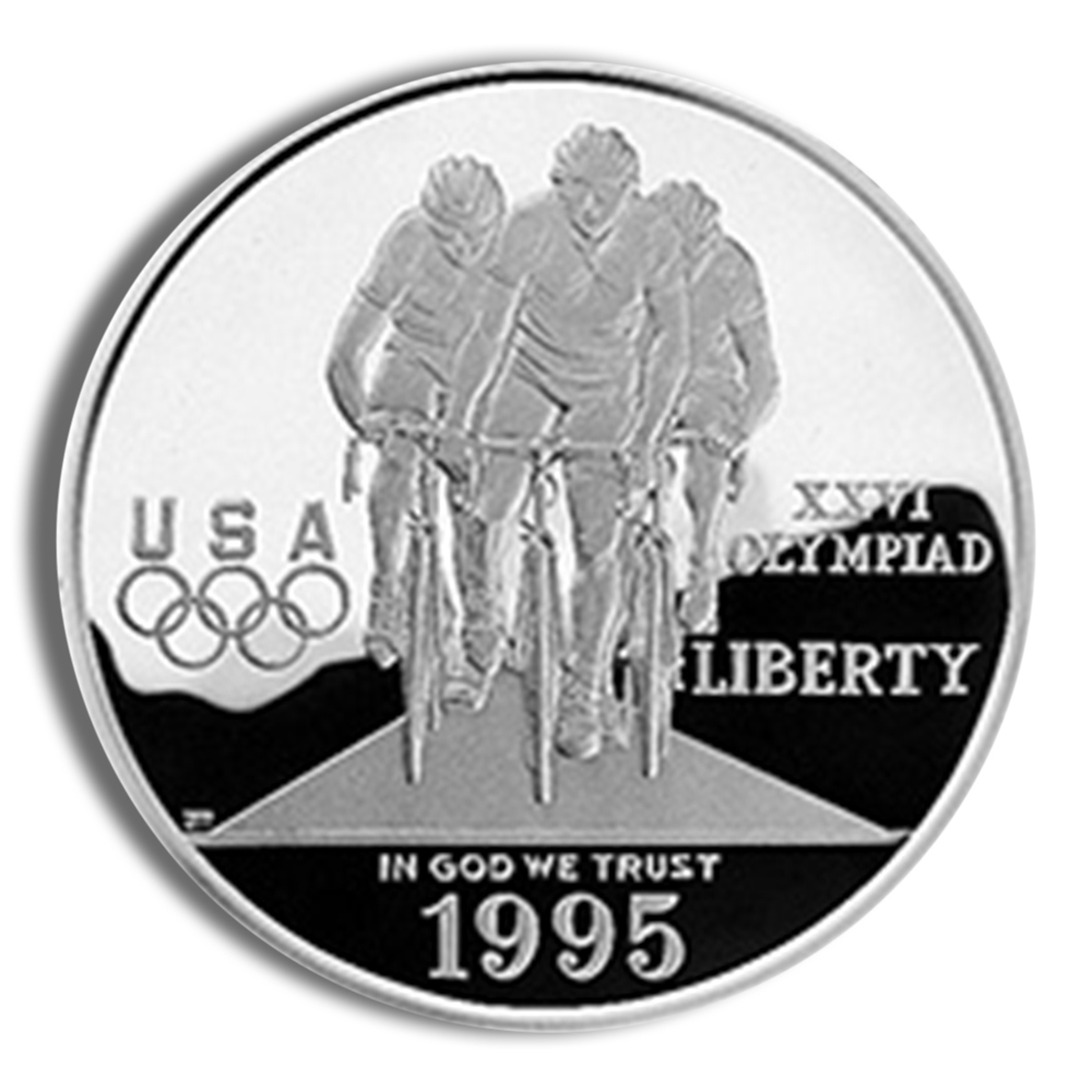 1995-P $1 Olympic Cycling Silver Commem - Proof