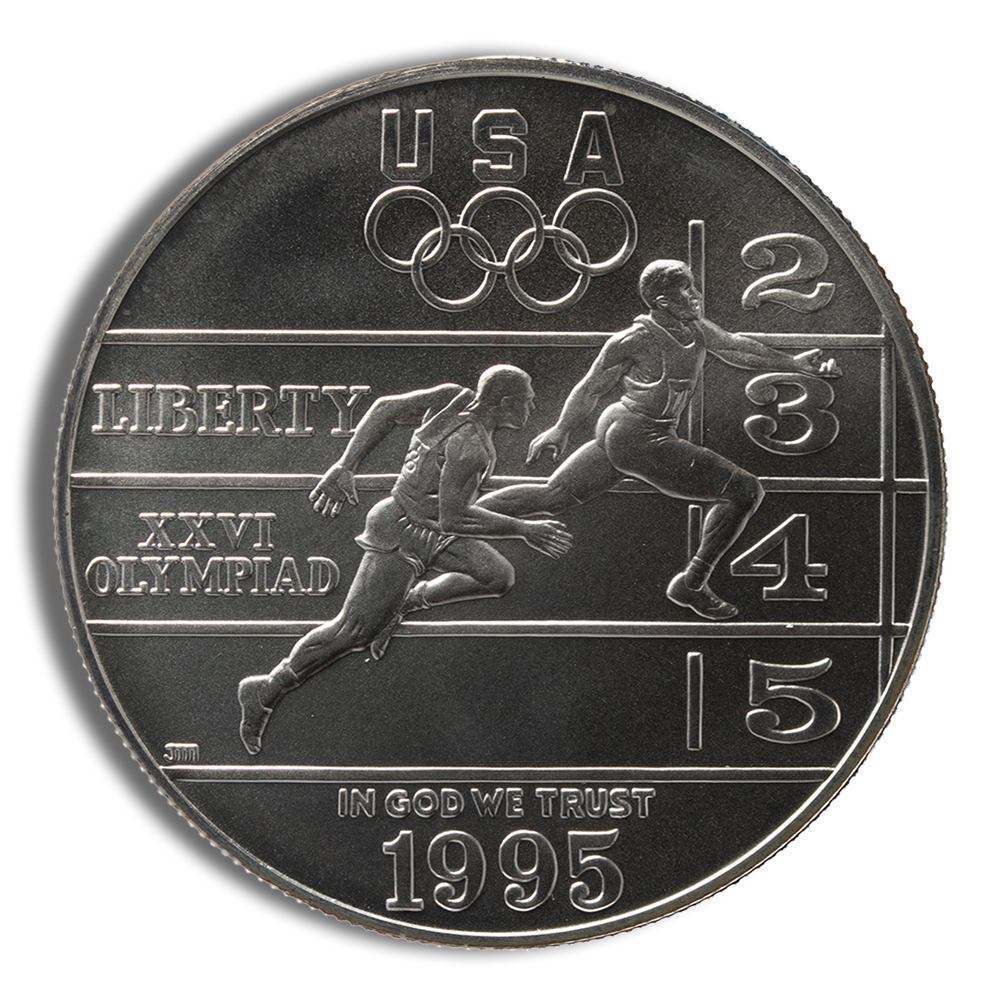 1995-D $1 Track & Field Silver Commem - BU