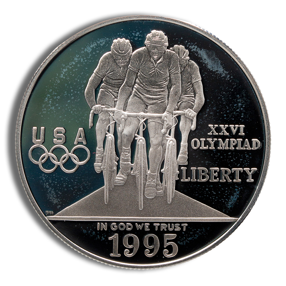 1995-D $1 Olympic Cycling Silver Commem - BU