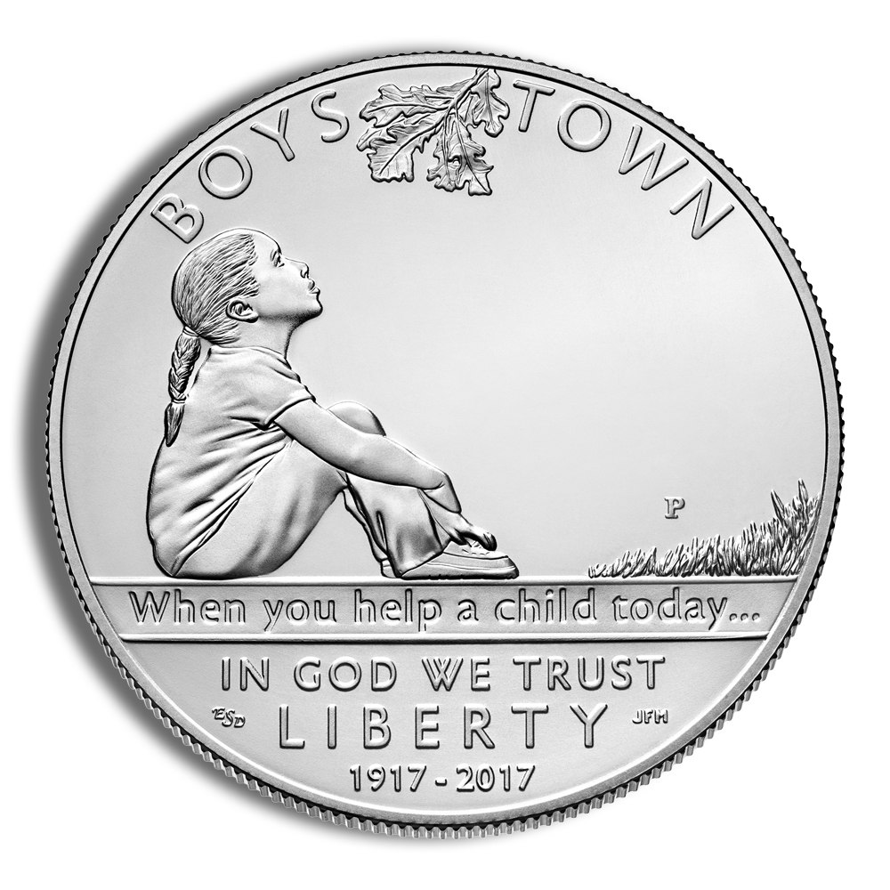 2017-P $1 Boys Town Centennial Silver Commem - BU