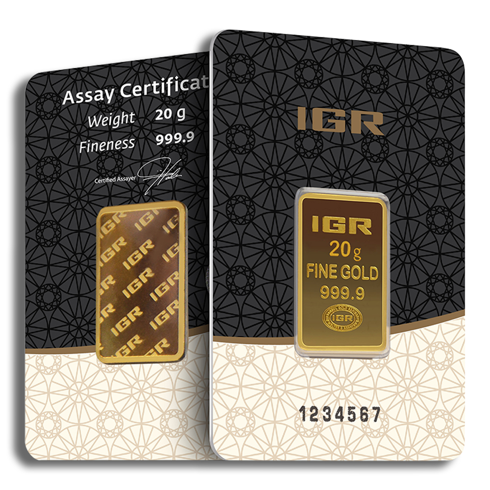 20 gram Gold Bar - IGR Metals (Carded)