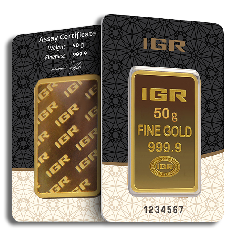 50 gram Gold Bar - IGR Metals (Carded)