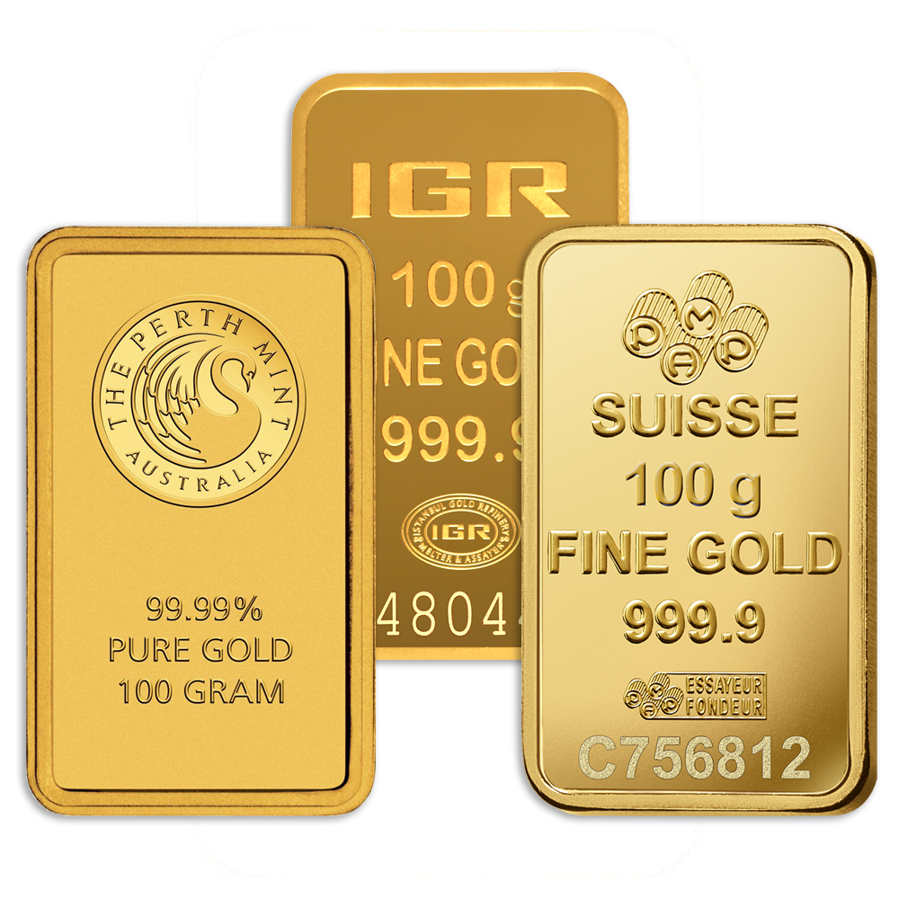 100 gram Gold Bar - Brand Varies (No Card)