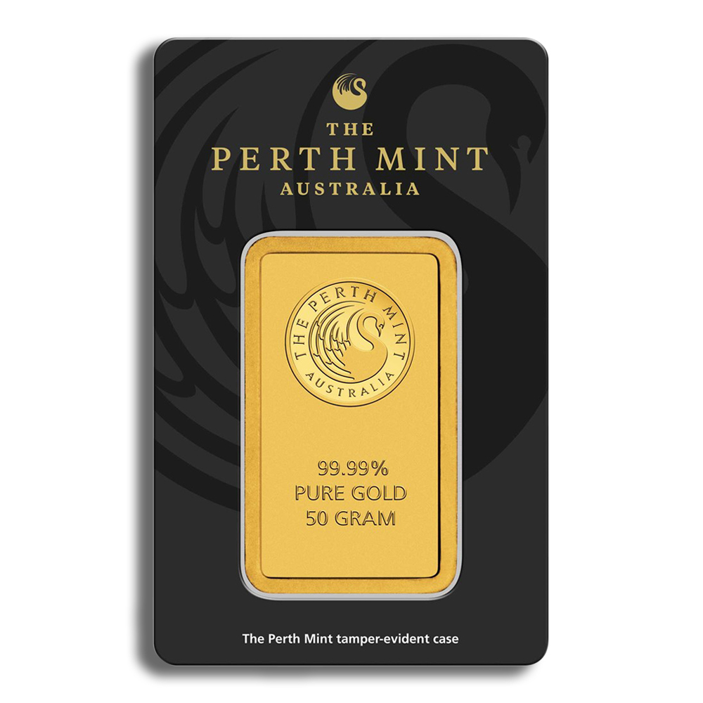 50 gram Gold Bar - Perth Mint (Carded)