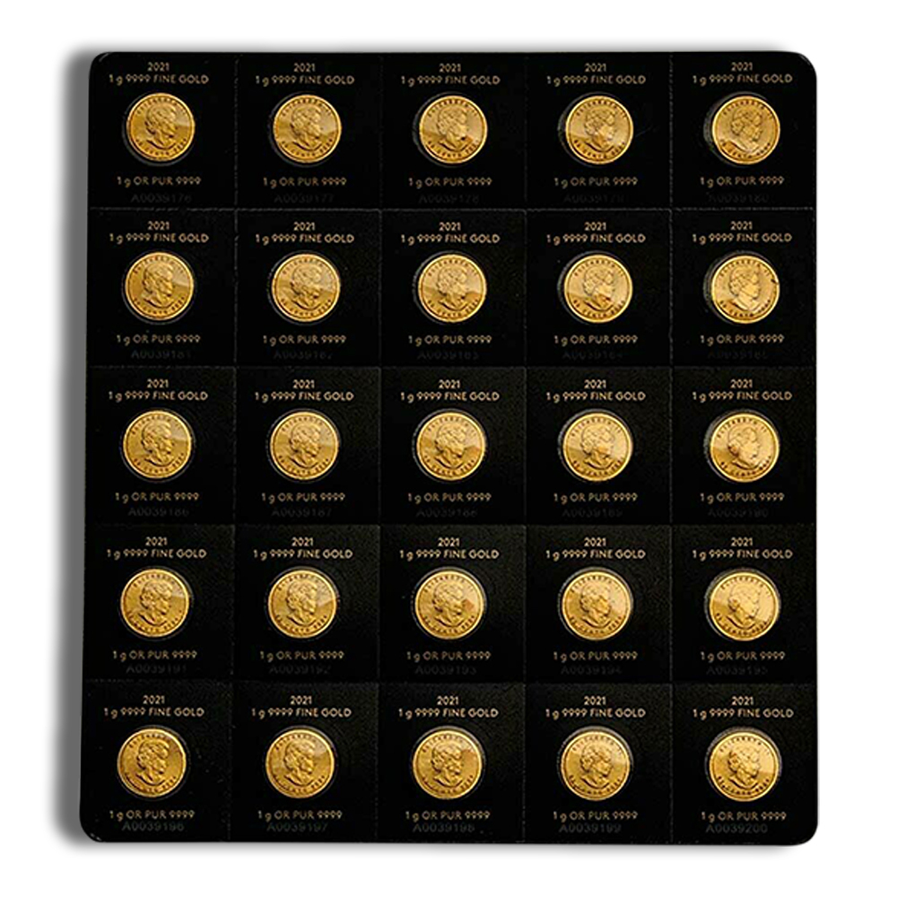 25 x 1 g Canadian MapleGram Gold Coins (Carded)