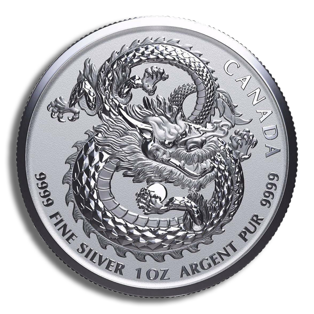 2019 1 oz Canadian Lucky Dragon High Relief Silver Coin