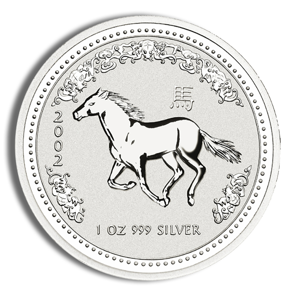 2002 1 oz Australia Silver Lunar Horse - BU - Series I