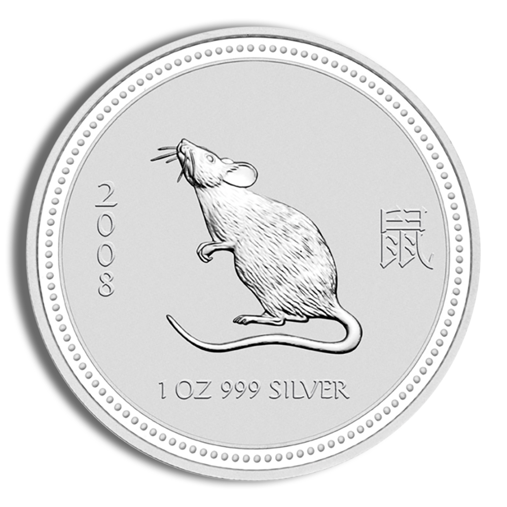 2008 1 oz Australia Silver Lunar Mouse BU - Series II