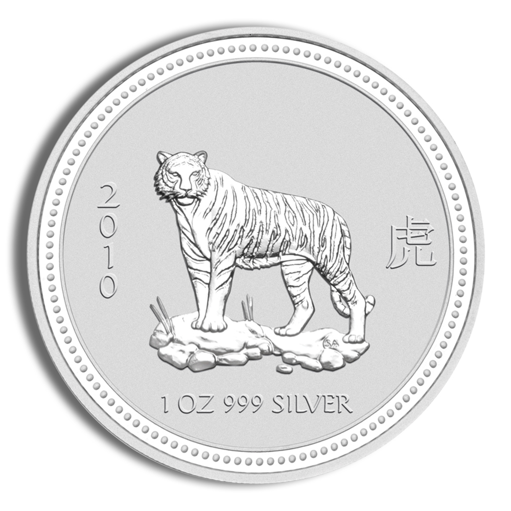 2010 1 oz Australia Silver Lunar Tiger BU - Series I