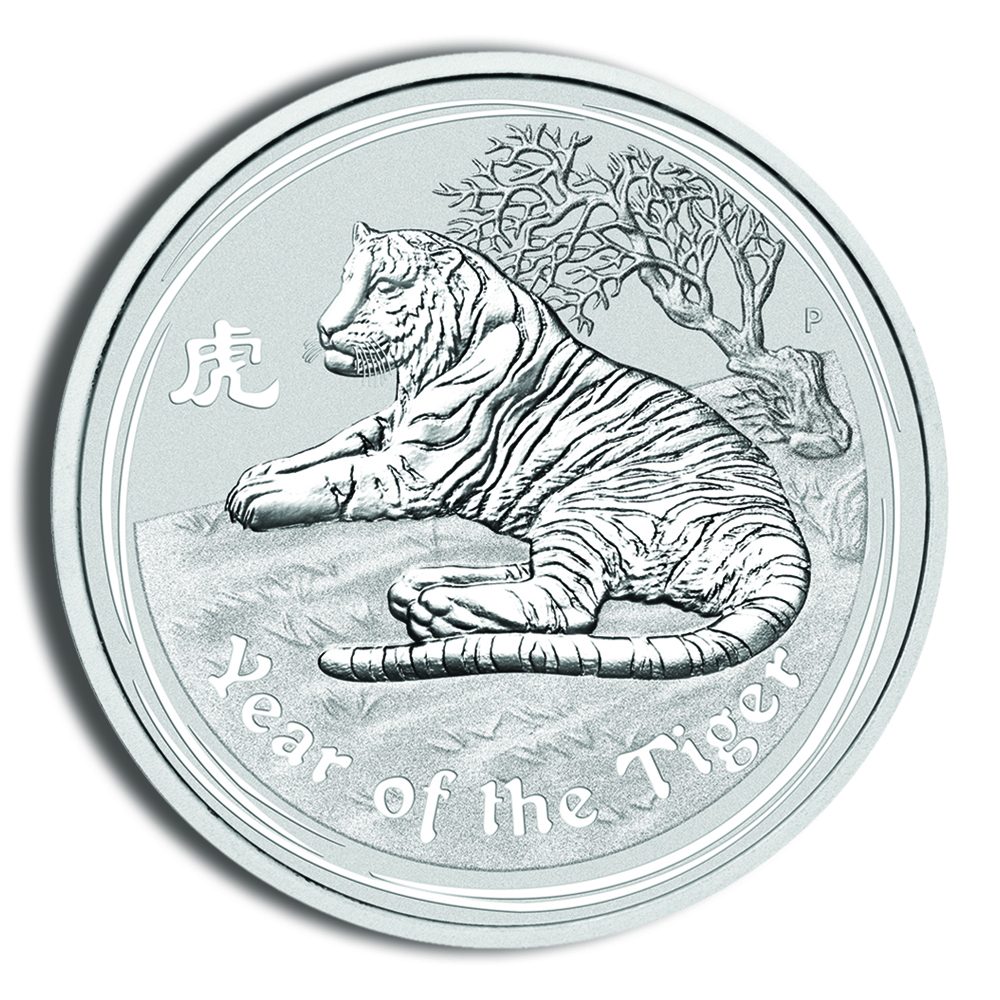 2010 1 oz Australia Silver Lunar Tiger BU - Series II