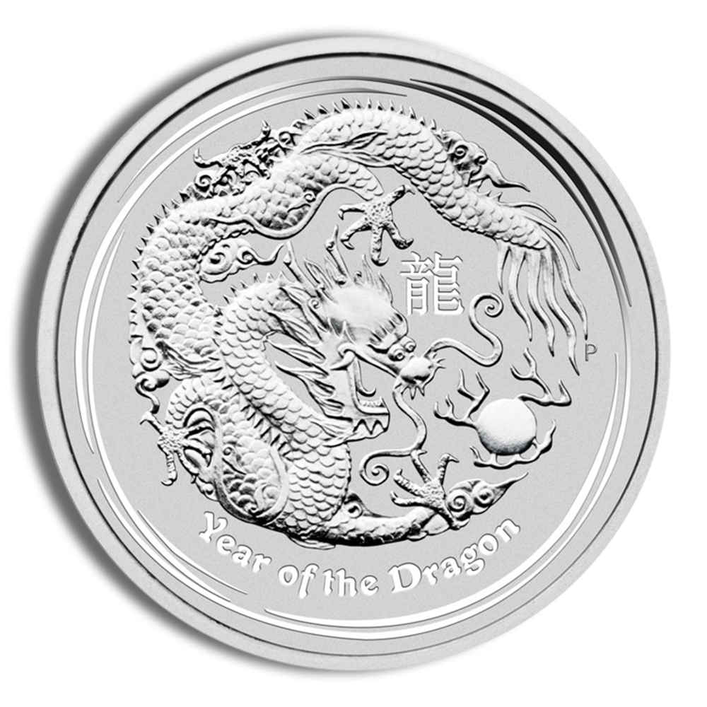 2012 1 oz Australia Silver Lunar Dragon BU - Series II