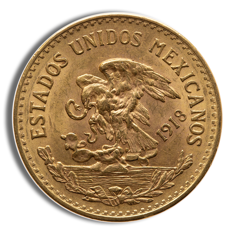 1918 Mexico Gold 20 Peso - BU