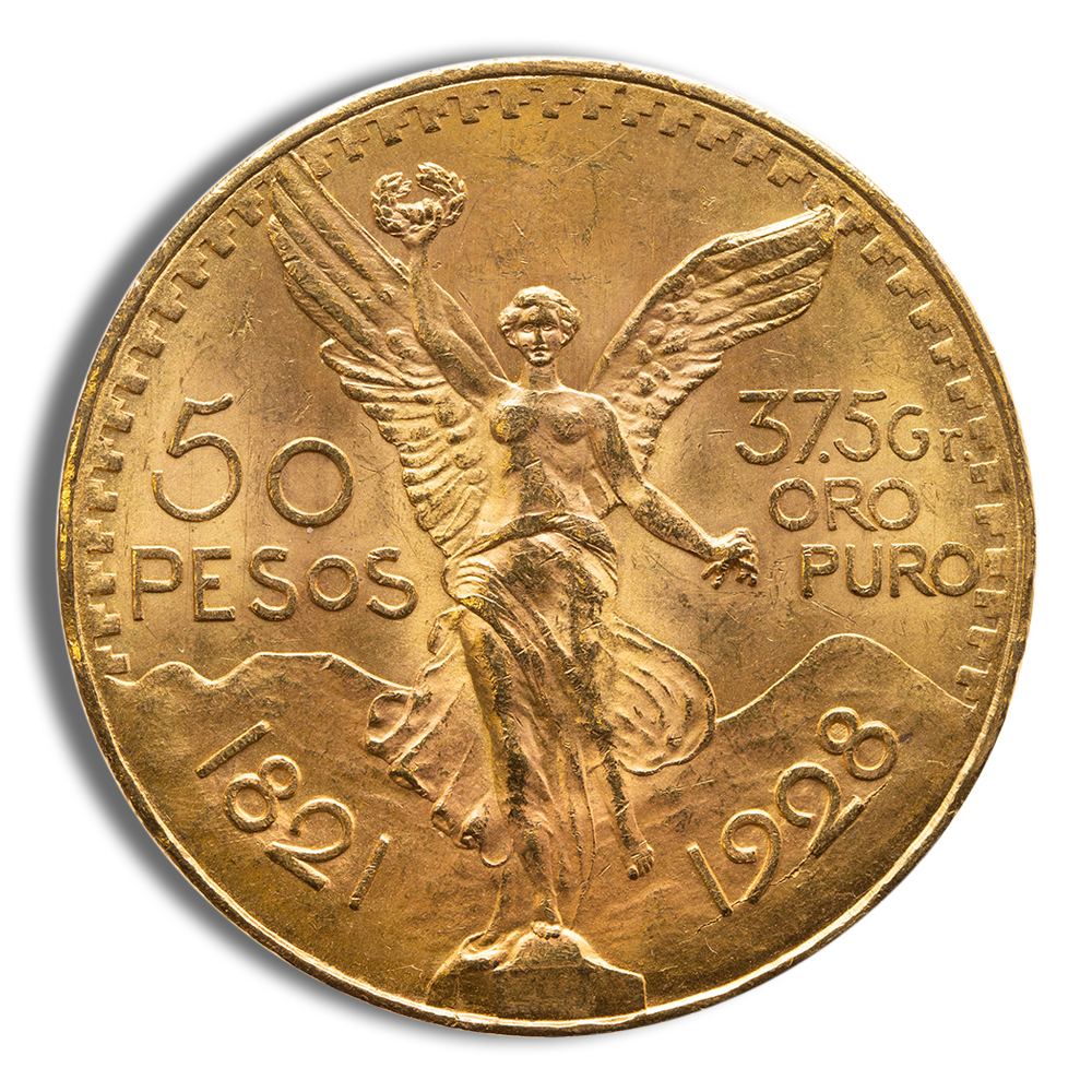 1922 Mexico Gold 50 Peso BU