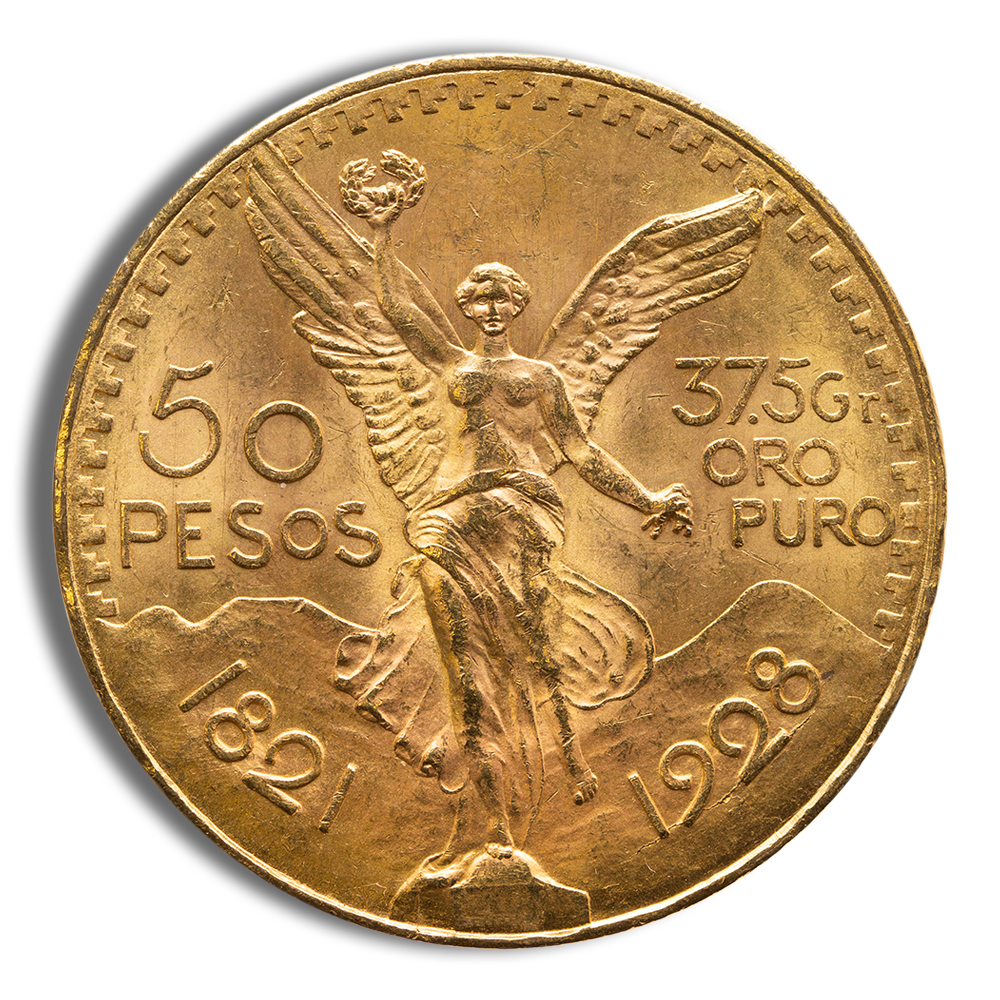 1925 Mexico Gold 50 Peso BU