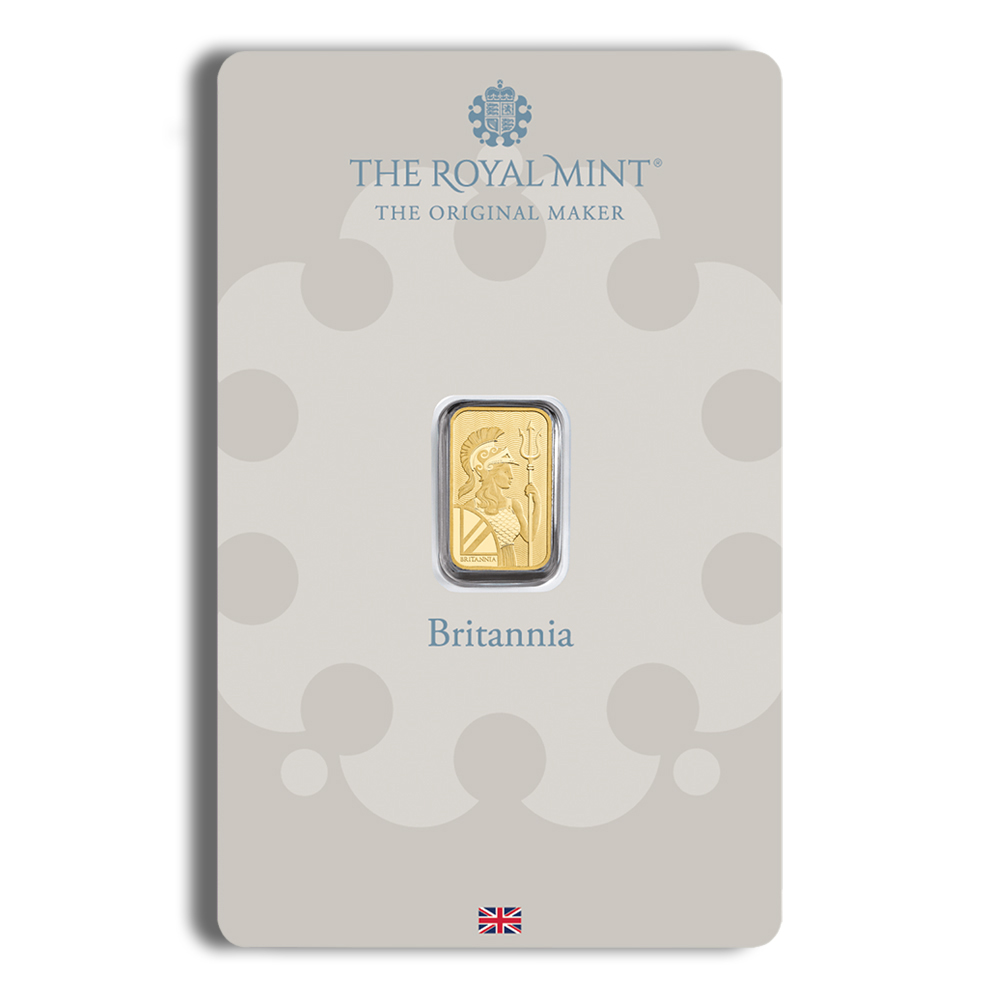 1 gram Gold Bar - Britannia (Carded)