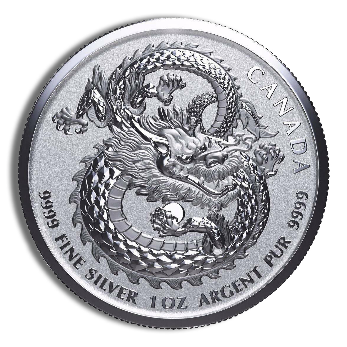 1 oz Canadian Lucky Dragon High Relief Silver Coin