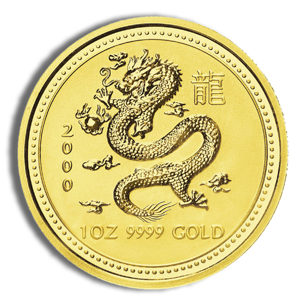 2000 1 oz Australia Gold Lunar Dragon BU - Series I