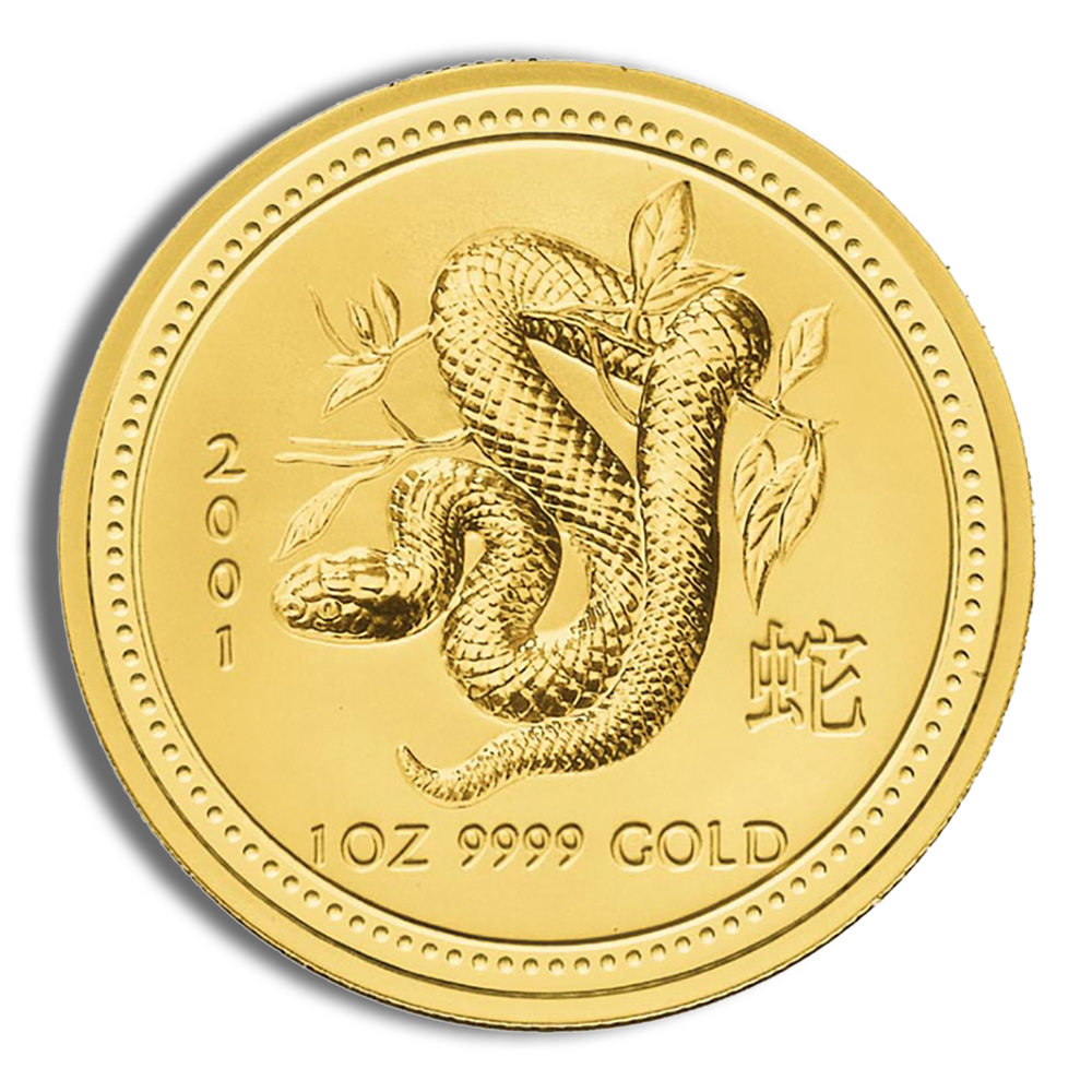 2001 1 oz Australia Gold Lunar Snake BU - Series I