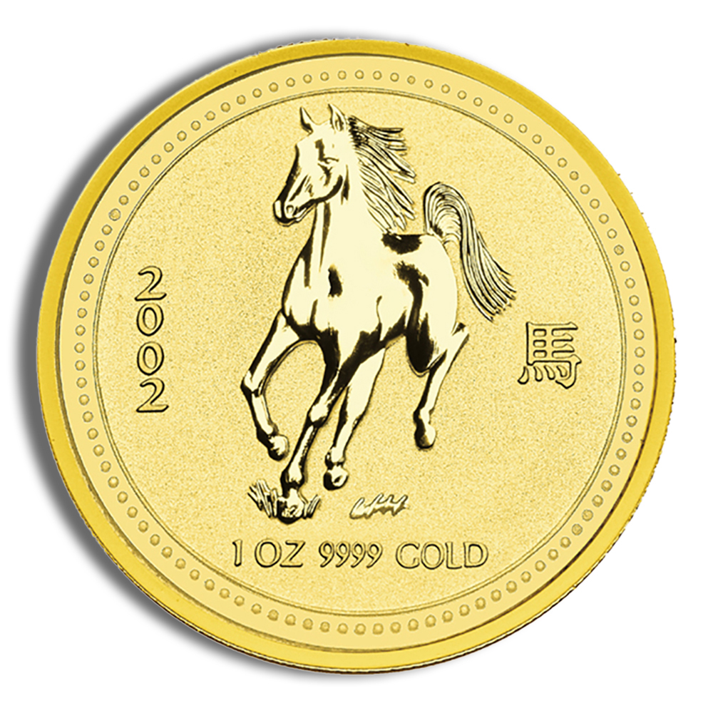 2002 1 oz Australia Gold Lunar Horse BU - Series I