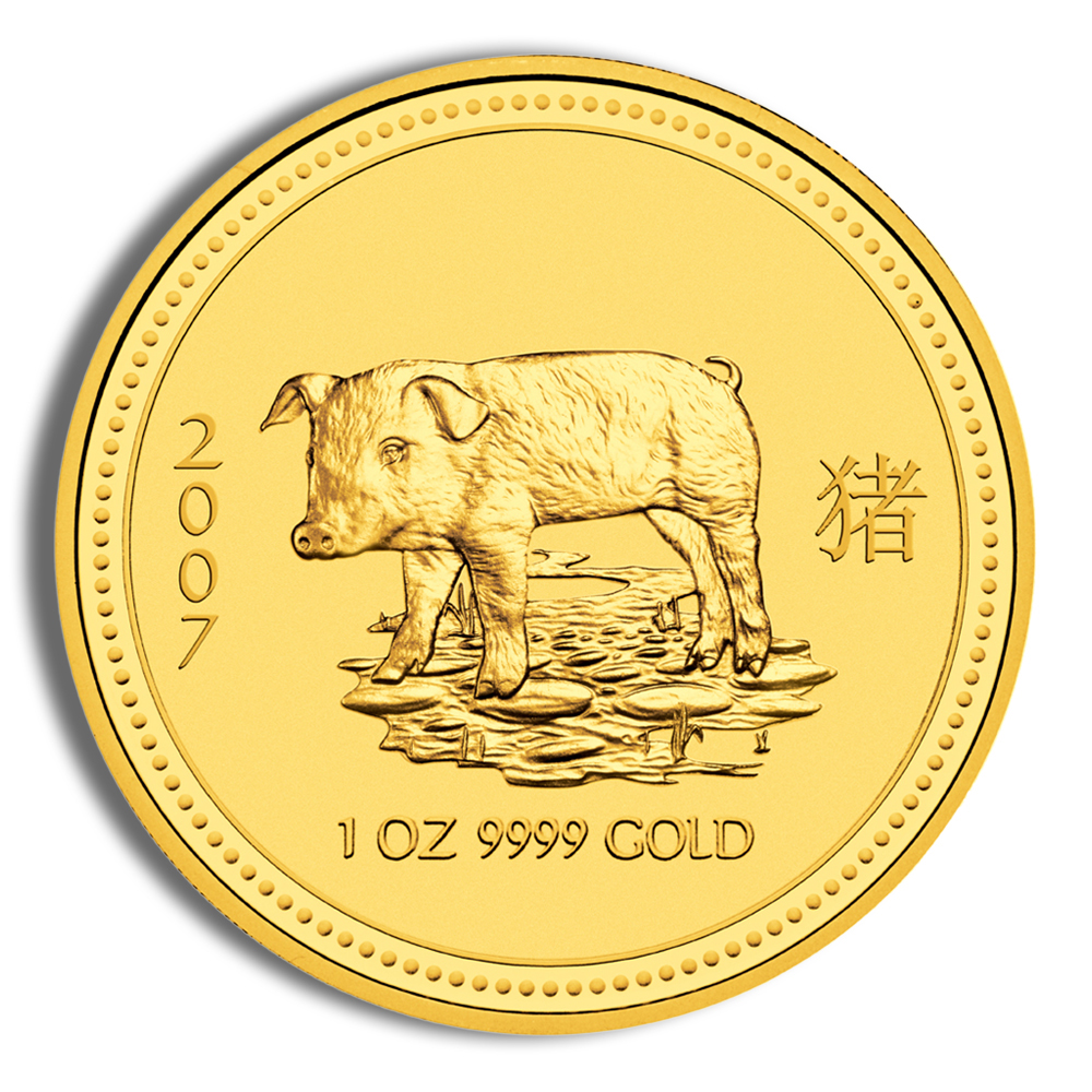 2007 1 oz Australia Gold Lunar Pig BU - Series I