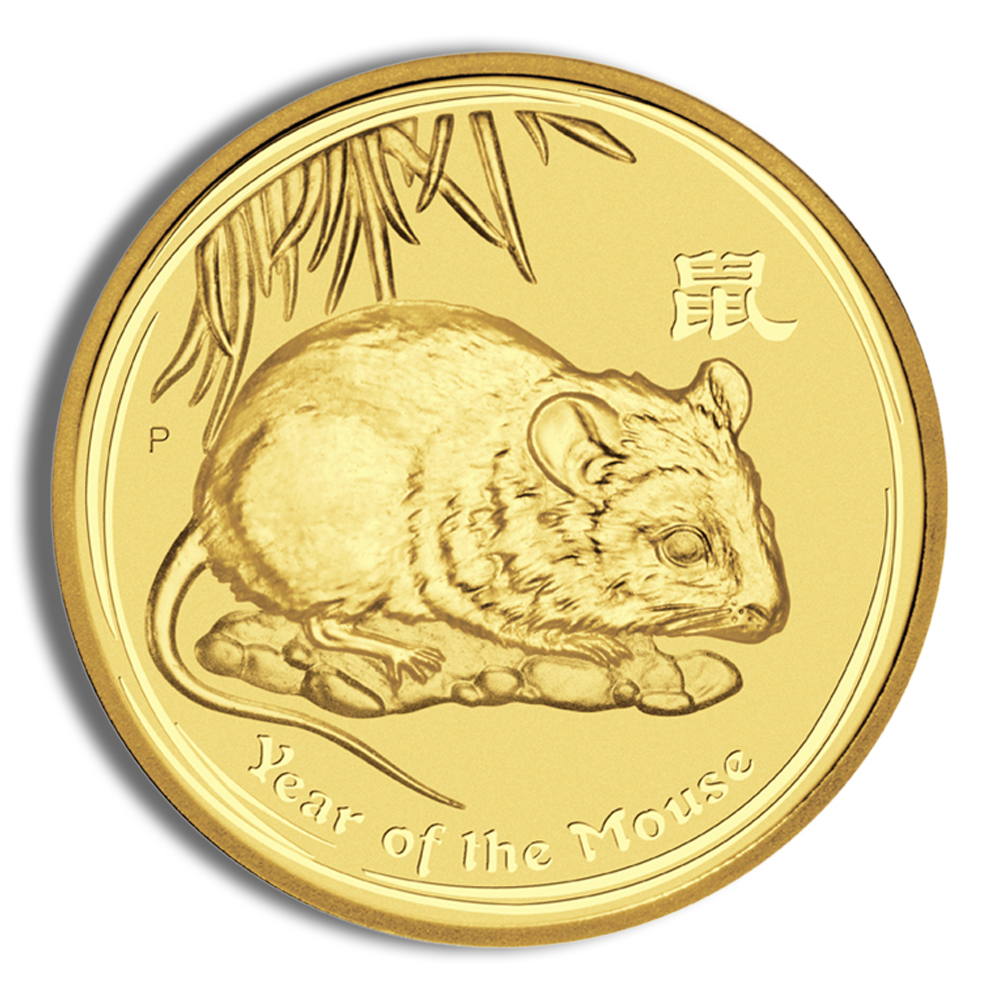 2008 1 oz Australia Gold Lunar Mouse BU - Series II