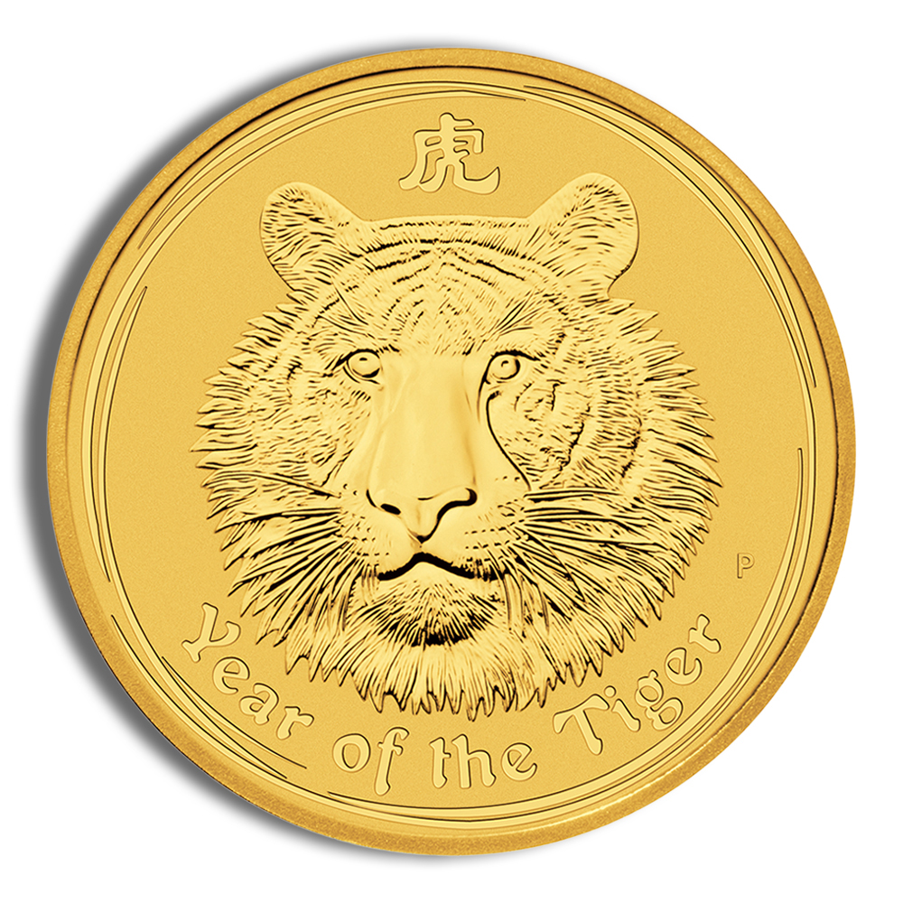 2010 1 oz Australia Gold Lunar Tiger BU - Series II