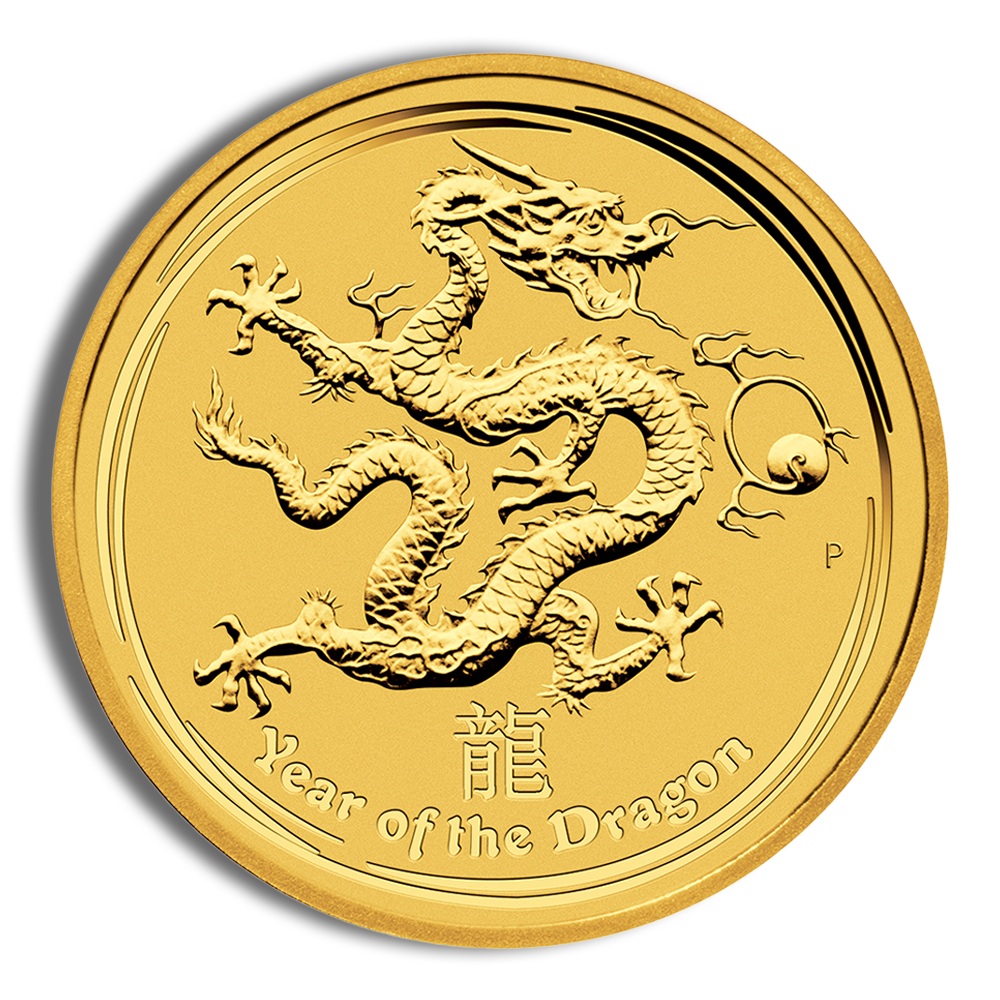 2012 1 oz Australia Gold Lunar Dragon BU - Series II