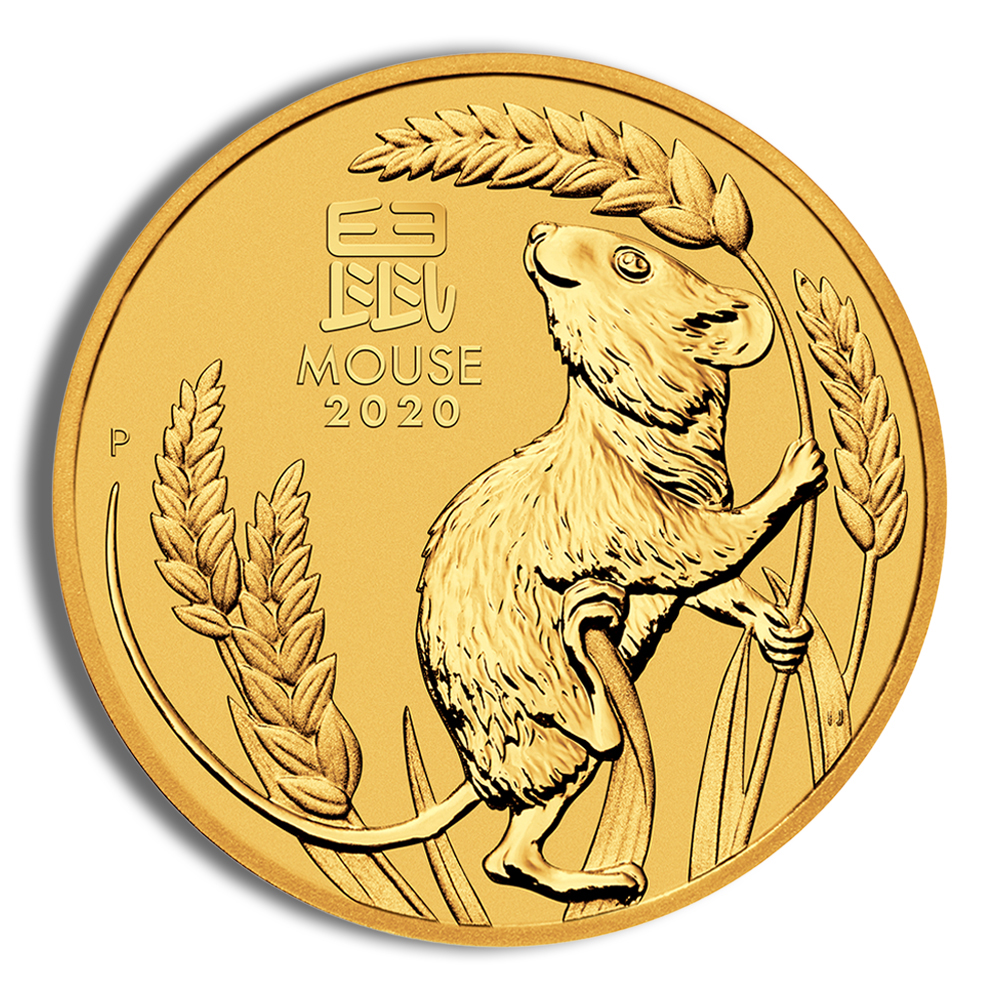 2020 1 oz Australia Gold Lunar Mouse BU - Series III