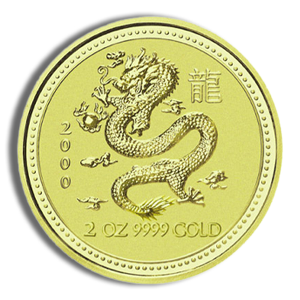 2000 2 oz Australia Gold Lunar Dragon BU - Series I