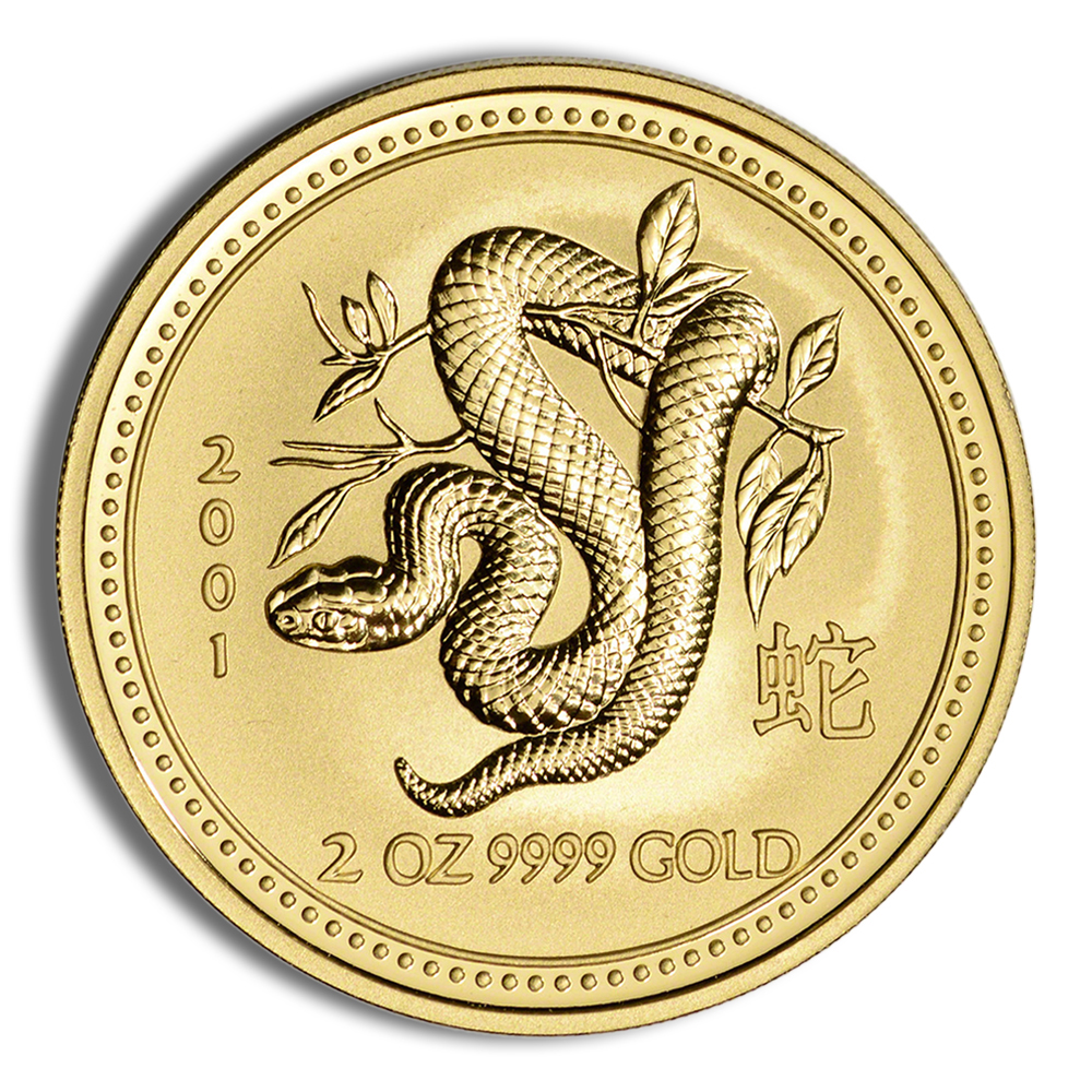 2001 2 oz Australia Gold Lunar Snake BU - Series I