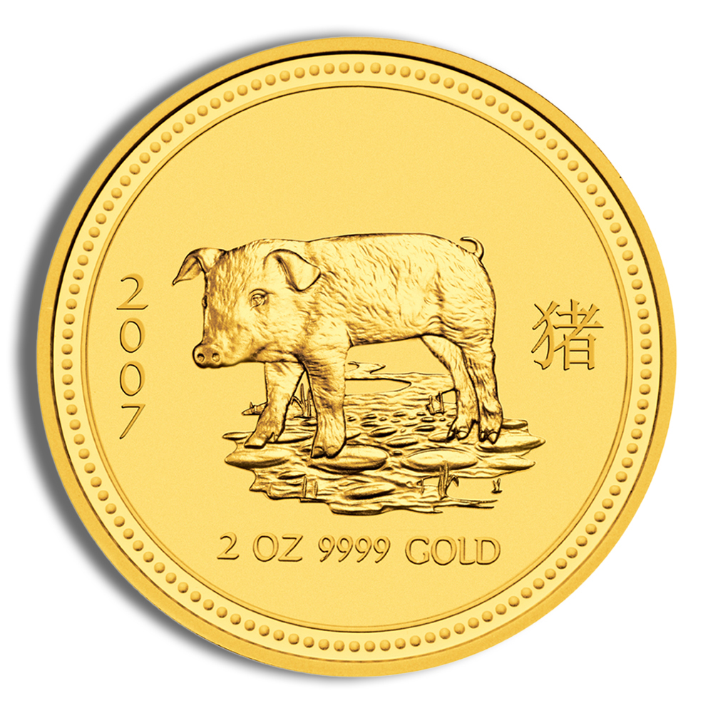 2007 2 oz Australia Gold Lunar Pig BU - Series I