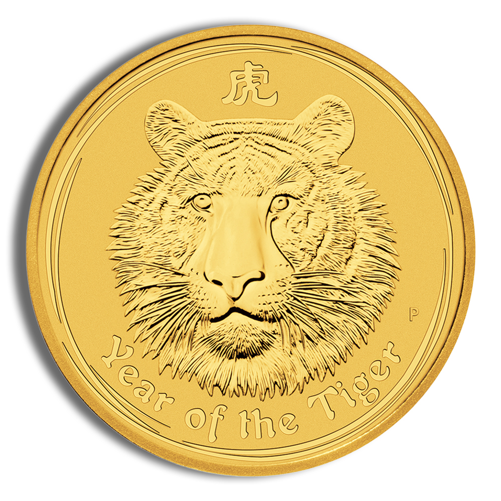 2010 2 oz Australia Gold Lunar Tiger BU - Series II