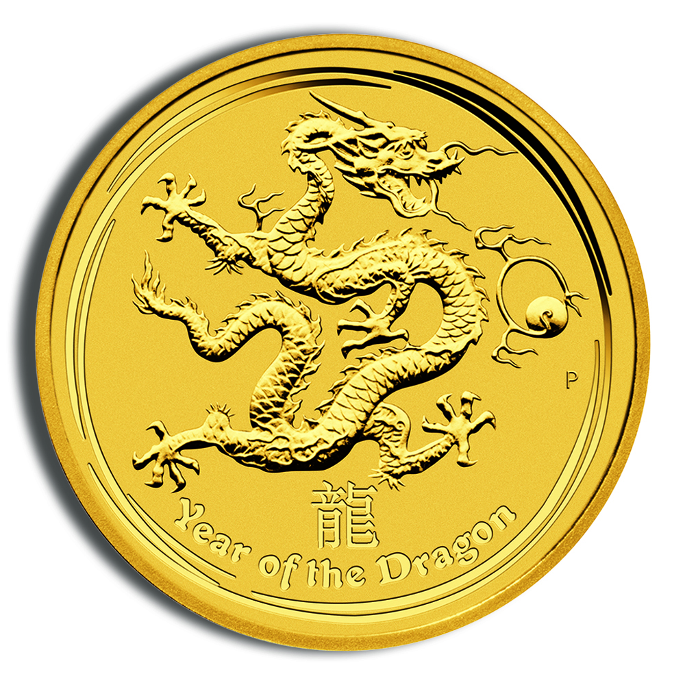 2012 2 oz Australia Gold Lunar Dragon BU - Series II