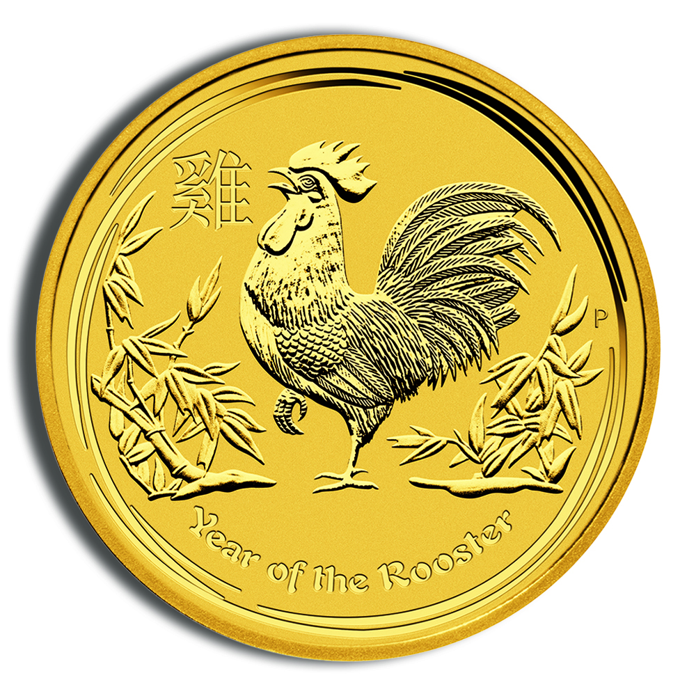 2017 2 oz Australia Gold Lunar Rooster BU - Series II