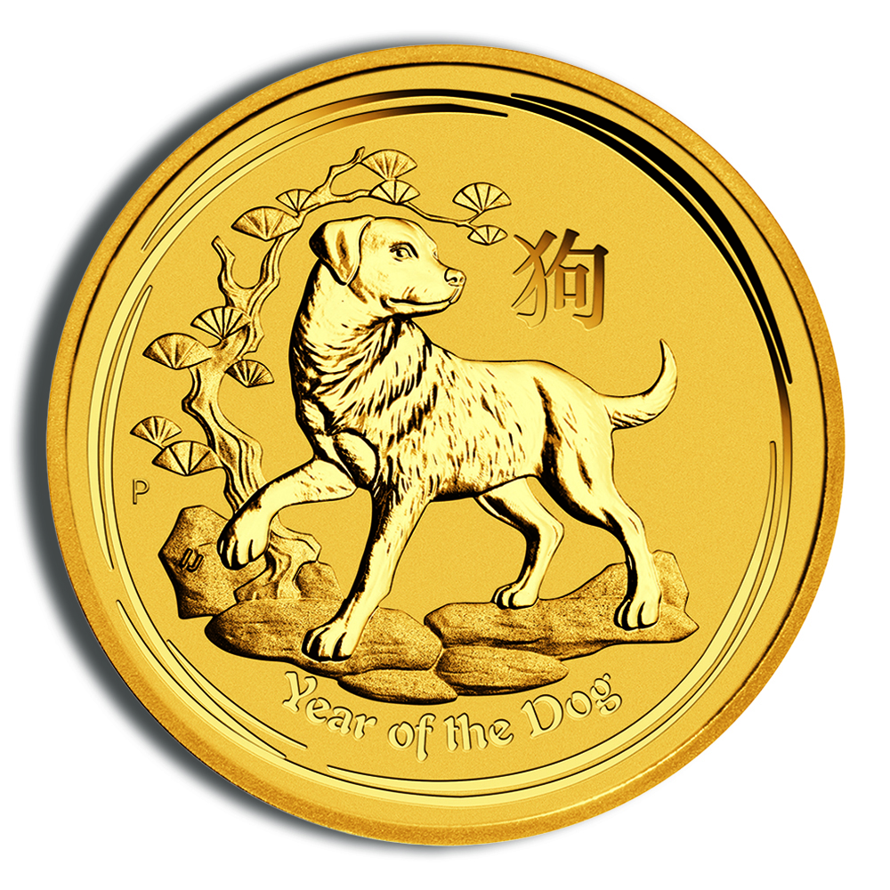 2018 2 oz Australia Gold Lunar Dog BU - Series II