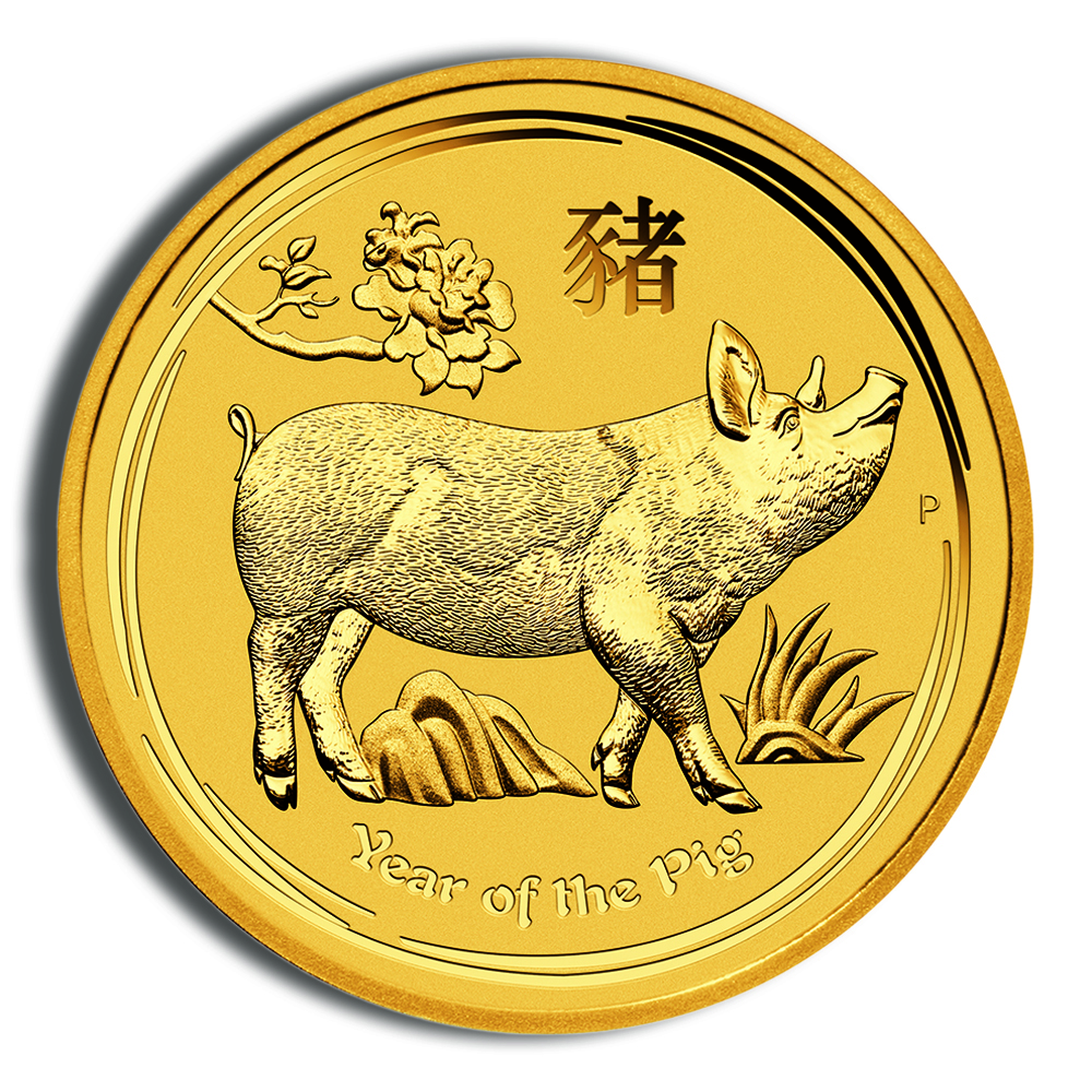 2019 2 oz Australia Gold Lunar Pig BU - Series II