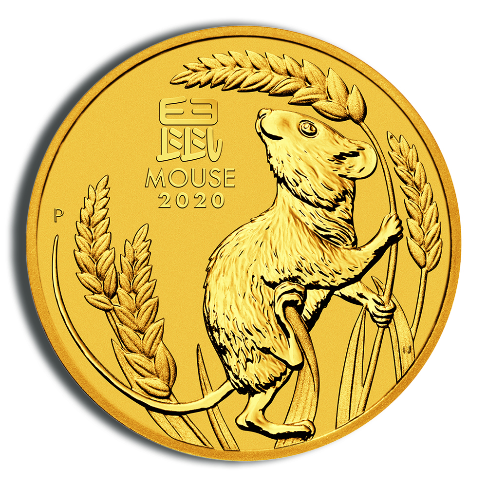 2020 2 oz Australia Gold Lunar Mouse BU - Series III