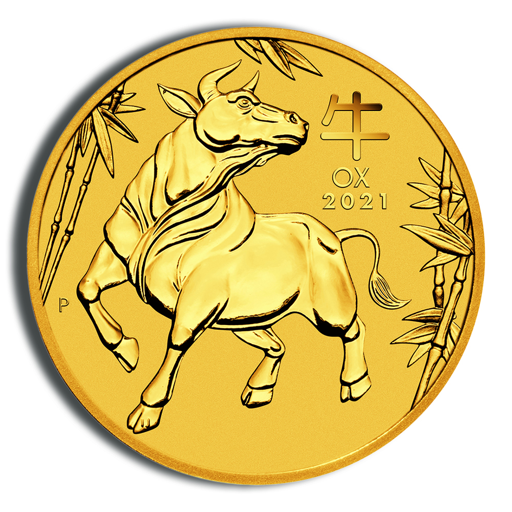 2021 2 oz Australia Gold Lunar Ox BU - Series III