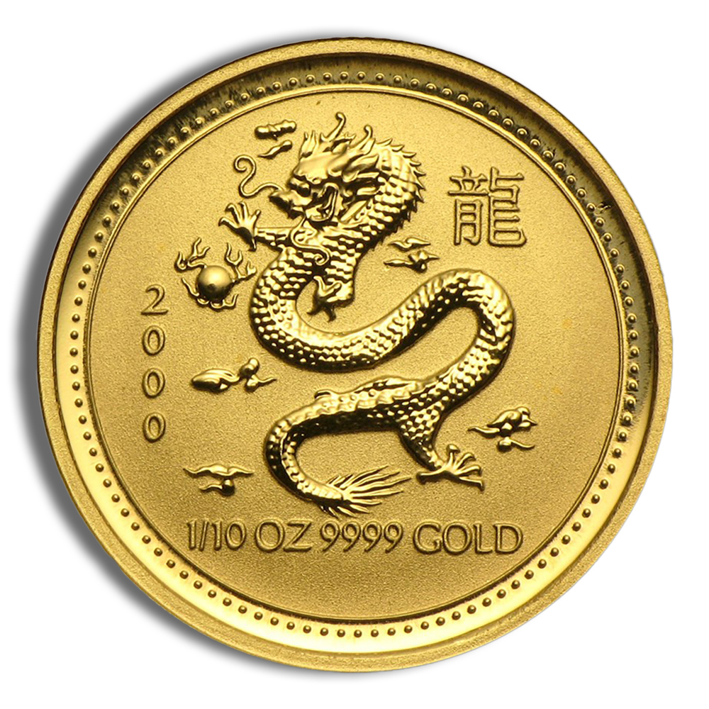 2000 1/10 oz Australia Gold Lunar Dragon BU - Series I