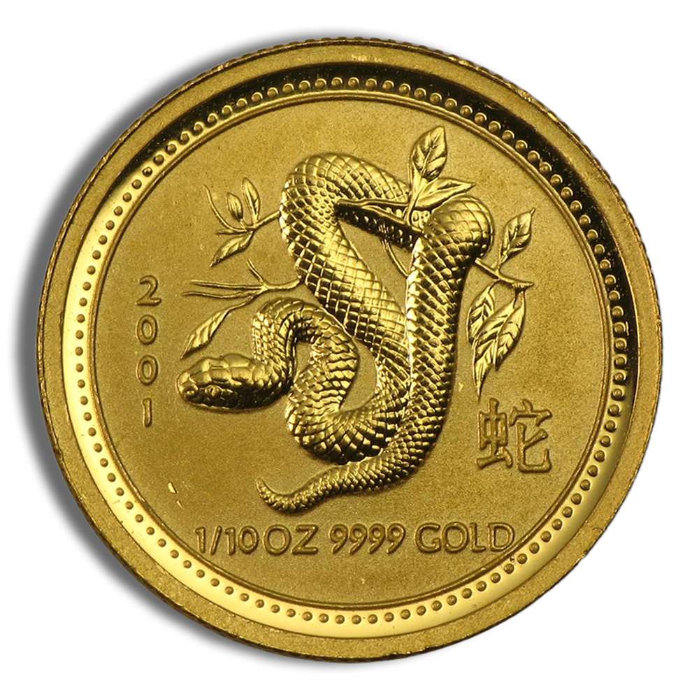 2001 1/10 oz Australia Gold Lunar Snake BU - Series I