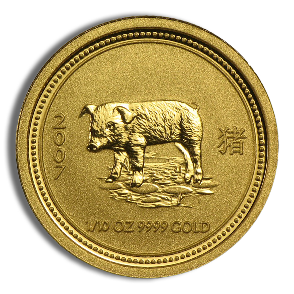 2007 1/10 oz Australia Gold Lunar Pig BU - Series I