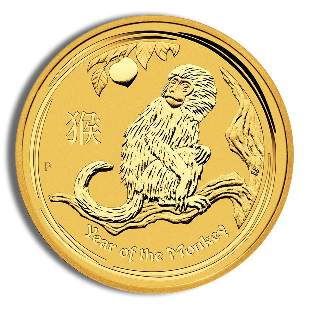 2016 1/10 oz Australia Gold Lunar Monkey BU - Series II