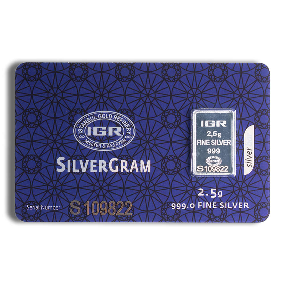 2.5 gram Silver Bar - IGR Metals (Carded)