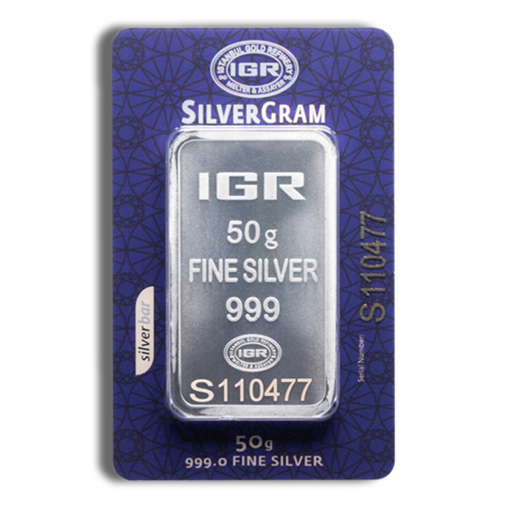 50 gram Silver Bar - IGR Metals (Carded)