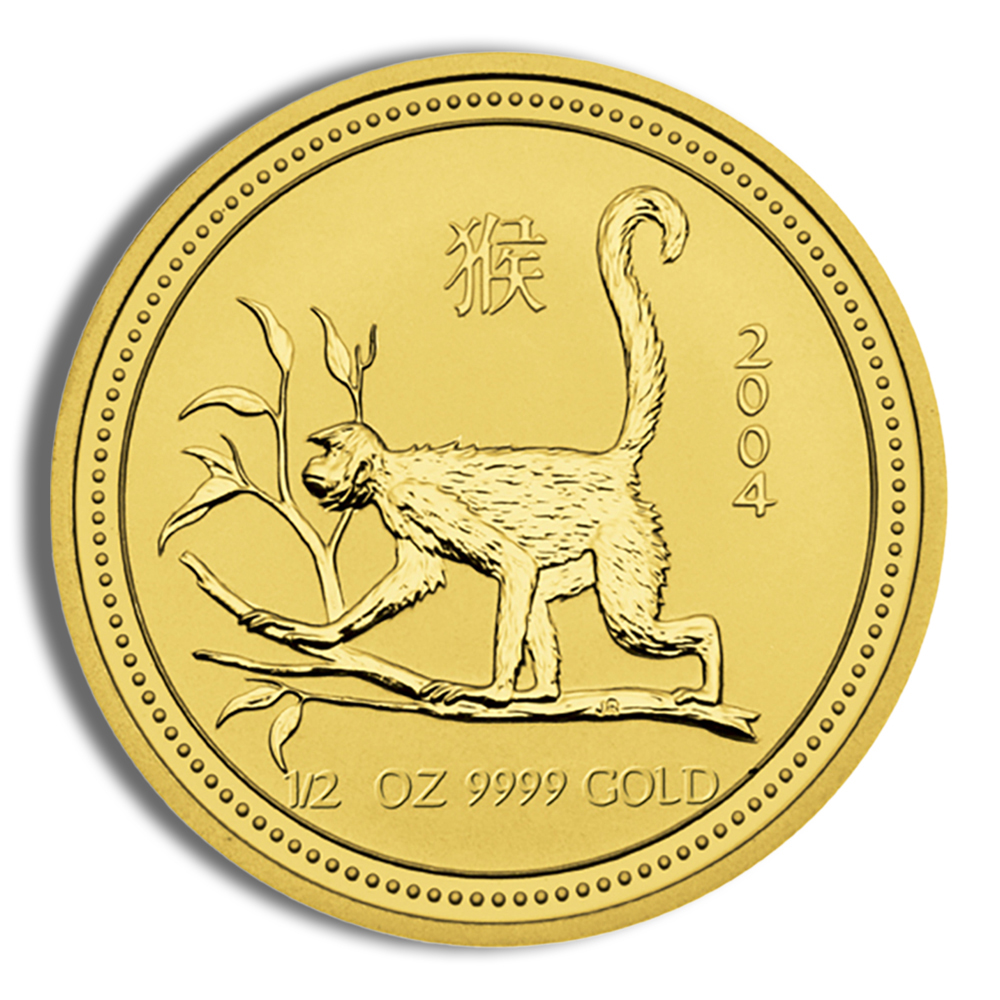 2004 1/2 oz Australia Gold Lunar Monkey BU - Series I